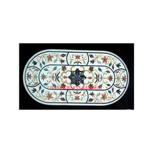 Table basse octogonale en marbre blanc attrayant avec une finition de qualité et un design unique avec incrustations florales pour la maison et l'hôtel - Product Image 4