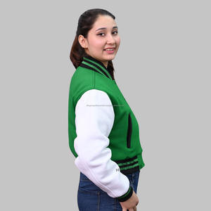 Veste universitaire de haute qualité pour hommes et femmes veste en molleton de coton Letterman College avec traitement enduit à col montant - Product Image 3