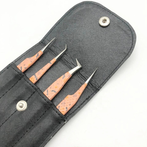 Ensemble de pinces à épiler professionnelles en acier inoxydable anti-magnétiques pour extensions de cils, lisses, durables et à dents crantées - Product Image 2