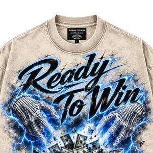 T-shirt streetwear homme oversize prêt à gagner, manches courtes, motif imprimé, col rond, 100% coton jersey, coupe ajustée - Product Image 2
