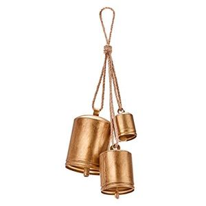 Juego de Adornos de Campanas de Latón Dorado, Artesanía Tradicional, Decoración Navideña - Product Image 1
