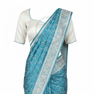 Sari moderne pour femme, robe indienne drapée, broderie décorative, tenue ethnique, tenue de cérémonie de mariage, tenue de fête - Product Image 6