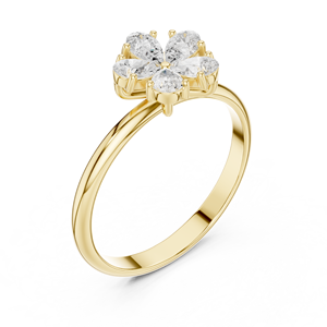 Bague en or jaune avec diamants en forme de poire et grappe florale pour femme, bague de fiançailles florale en moissanite, bijoux en or fin - Product Image 4