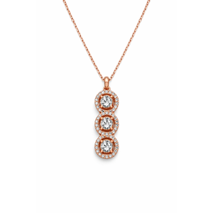 Collar con Colgante de Halo de Plata de Ley 925 Chapado en Oro Rosa con Circonitas Cúbicas para Mujer, Joyería Elegante y Minimalista, Regalo para Uso Diario, Fiestas y Bodas - Product Image 1