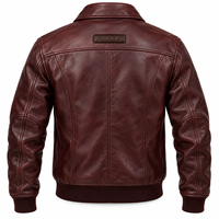 Blouson Aviateur A2 en Cuir de Vachette Véritable pour Homme, Couleur Rouge Vin, Col Rabattable, Fermeture Éclair, Bas Élastique, Vêtement d'Hiver, Fournisseur en Gros