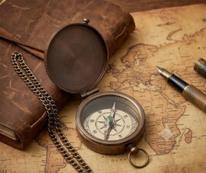 TMI <b>Retro</b> Brass Nautical Handcrafted Compass Metal Pin Analog Dial Multi-functional Portable Outdoor Navigation Tool Leather - Product Image 4