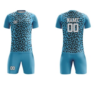Ensemble d'uniformes de football pour hommes, vente en gros, sublimation personnalisée, manches courtes, respirant, séchage rapide, haute qualité, service OEM - Product Image 2
