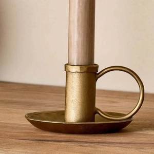 <b>Brass</b> <b>Candlestick</b> <b>Holder</b> Classic Design Heat Resistant Home Decoration Metal Candle <b>Holder</b> with White Candle on Table - Product Image 6