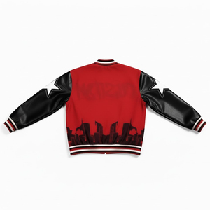 2026 Luxury Red <b>Baseball</b> <b>Jacket</b> <b>Men's</b> Hip Hop Graphic Print Varsity <b>Jacket</b> High Quality Faux Leather Sleeve Streetwear Bomber - Product Image 4