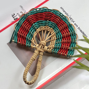 Artistic <b>wall</b> <b>decoration</b> hanging <b>fans</b> for bedroom living room hand-braided rattan handheld <b>fan</b> - Product Image 5