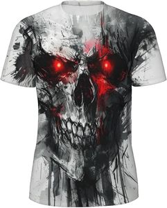 Men's <b>Gothic</b> Skull Pattern Short Sleeve O-Neck T-<b>Shirt</b> Oversized Fit Breathable 100% Cotton Woven Printed Design Eco-Friendly - Product Image 1
