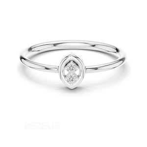 Anillo de Diamantes Cultivados en Laboratorio con Dos Piedras Verticales de 0.135 CT, Marco de Bisel Marquise, Oro Amarillo de 18K - Product Image 1