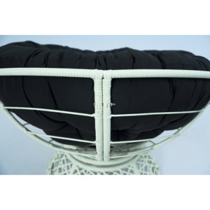 Silla Papasan redonda para interiores/exteriores con cojín de mechones gruesos y base giratoria de ratán - Product Image 4