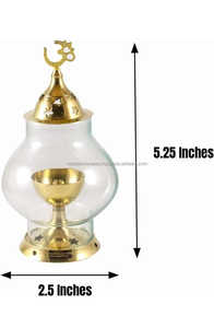 <b>Brass</b> Polished Round <b>Oil</b> <b>Lamp</b> Akhand Jyot Diya OM Swastik for Hindu Puja and Diwali Pooja at Wholesale Prices - Product Image 2