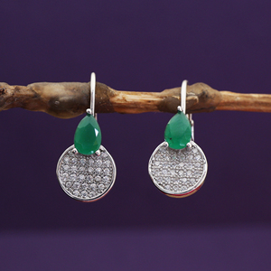 Handmade Stylish Designer Green Onyx & Diamond Drop Earring Luxury Jewelry For Women And Girls Wear In Wedding Party - Product Image 3