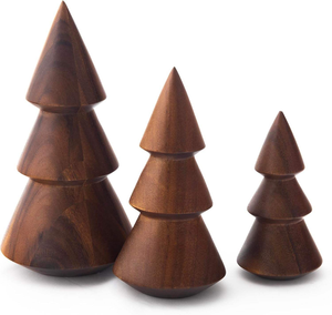 Set of 3 Handmade Wooden <b>Christmas</b> Decorations Gifts Ornaments Wood <b>Mini</b> <b>Christmas</b> <b>Trees</b> Figurines - Product Image 1