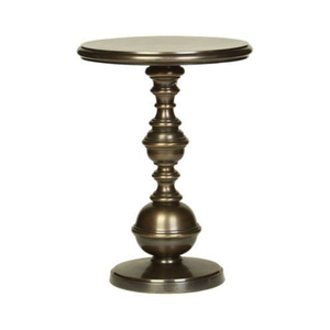 Elegant <b>Round</b> Pedestal <b>Side</b> <b>Table</b> with Antique Bronze Finish | Decorative Accent End <b>Table</b> with Ornate Turned Column Base Home - Product Image 1