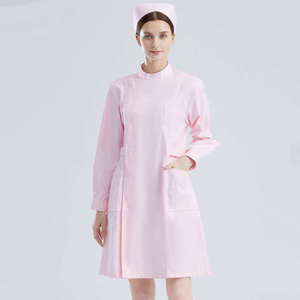 Pink Woven Lab <b>Coat</b> with Buttons Pockets Needle <b>Detection</b> Seamless Fusing for Unisex Hospital Use - Product Image 1