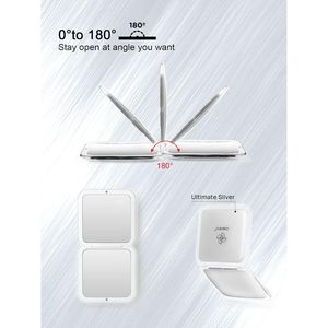 Silver 30.5 Pocket Size <b>Square</b> Hand <b>Mirror</b> 1X/15X Folding Compact Makeup <b>Mirror</b> with Magnification for Travel - Product Image 3