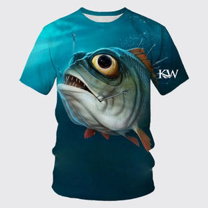 เสื้อยืดผู้ชายแบบใหม่ แขนสั้น คอกลม เสื้อผ้าฤดูร้อน ลายพิมพ์ 3 มิติ ลายตกปลา เสื้อพูลโอเวอร์ผู้ชาย 2026 - Product Image 3