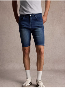Men s Denim <b>Shorts</b> 2Pcs Set Blue Black Straight Leg Distressed Ripped Cotton Woven Summer Casual Style Mid Waist <b>Zippers</b> - Product Image 3