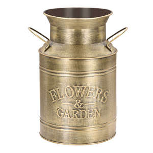 Vase à fleurs vintage doré style français finition galvanisée Shabby Chic en métal Vase rustique décor à la maison en métal pour décor plateaux de service - Product Image 1