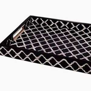 Nueva Bandeja Elegante con Incrustaciones de Resina, Bandeja de Servicio de Resina con Estilo para Decoración del Hogar, para Sala de Estar, Dormitorio, Vestíbulo, para Diwali, Cumpleaños - Product Image 1