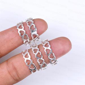 Trendy Sweet Romantic Hollow Heart Band 925 Sterling <b>Silver</b> Continuous Heart Stacking <b>Ring</b> Friendship Promise <b>Ring</b> Wholesale - Product Image 1