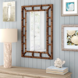 Bamboo Wall Mirror <b>Floating</b> Shelf Modern Decor - Product Image 4
