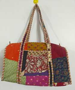 Luxury Weekend Design Indian Cotton Duffle Bag Women Quilted Floral Bohemian Block Print Perfect Summer Winter <b>Beach</b> Travel - Product Image 1