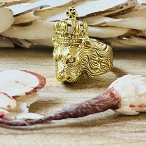 Latest Classic Trendy Lion <b>Rings</b> Gothic Brass <b>Ring</b> Men 18k Gold Plated <b>Chunky</b> Crown Animal Band Statement <b>Ring</b> Wholesale/OEM/ODM - Product Image 6