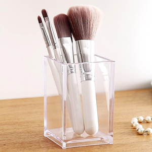 Clear <b>Acrylic</b> <b>Makeup</b> Brush Holder Square Shape Plastic <b>Storage</b> Container Hot Selling Desk Organization Crafts - Product Image 1