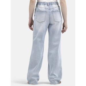 Jean droit taille haute pour femme, denim délavé bleu clair, coupe décontractée, longueur complète, style printemps - Product Image 4