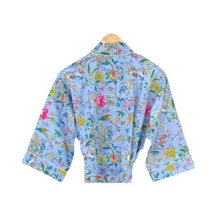 Robe Kimono en Coton à Imprimé Floral Traditionnel, Tissée pour l'Automne et l'Été, Col en V, Coupe Ample, Taille Naturelle, pour Femme - Product Image 3