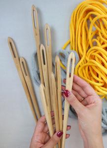 Nuevas agujas de tejer de madera, agujas de ganchillo de madera pulida hechas a mano para coser tela de lana, uso doméstico. - Product Image 3