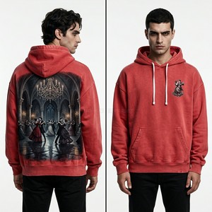 Sudadera con Capucha Gris Carbón Personalizada para Hombre, Estilo Vintage con Lavado Ácido, Estampado Gráfico Cósmico, Sudadera de Forro Polar Grueso, Fabricada en Fábrica - Product Image 5