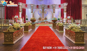 การจัดเวทีงานเลี้ยงต้อนรับธีมสีทองแบบเอเชีย การตกแต่งเวทีงานเลี้ยงต้อนรับงานแต่งงานแบบดั้งเดิม ลุคสีทอง การจัดเวทีงานแต่งงานแบบอินเดีย - Product Image 5