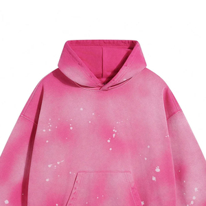 Sudadera con Capucha Oversize Rosa Tie-Dye Unisex de Felpa Francesa con Bolsillo, Corte Regular, Ropa Casual de Otoño - Product Image 2