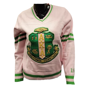 เสื้อสเวตเตอร์ไหมพรมคอวีหนา 500 กรัม สำหรับผู้ชาย แบบสั่งทำพิเศษ AKA Crest Chenille OEM ODM สำหรับชมรมนักศึกษา  ผ้าขนสัตว์/อะคริลิก คุณภาพสูง สำหรับฤดูหนาว - Product Image 2