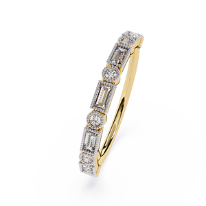 แหวนเพชรทรงบาแกตต์และทรงกลมสำหรับผู้หญิง ทองคำ 14k แบบโซลิแทร์ สำหรับงานหมั้น งานครบรอบ และงานแต่งงาน - Product Image 2