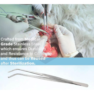 Pinzas de laboratorio multiusos Kocher Premium de 10 pulgadas con puntas aplanadas y dentadas 1x2, instrumentos médicos angulados - Product Image 2