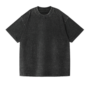 T-shirt en jersey 100% coton, coupe ample, col rond, manches courtes, style vintage délavé à l'acide, logo personnalisé imprimé en sérigraphie, style décontracté - Product Image 3