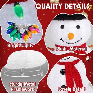 4FT Pre-Lit Pull-Up Snowman Christmas Yard Decorations 100 White LEDs Multi-Color Light Outdoor Holiday Inflatable Decorations - Product Image 6