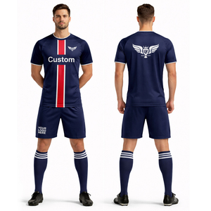 Uniforme de Fútbol Personalizado Azul Marino, Conjunto Deportivo Transpirable de Secado Rápido para Hombre, Ropa Deportiva Sublimada para Entrenamiento - Product Image 1