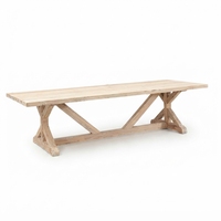 Table à manger rectangulaire en teck recyclé, style rustique moderne et luxueux, avec pieds en X, écologique, pour hôtel, salle à manger
