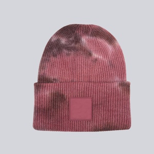 Gorro de Punto Tie Dye con Parche Negro en el Panel Frontal, Unisex, Casual, para Invierno, 56-58CM, Gorro de Esquí de Punto Multipanel - Product Image 6