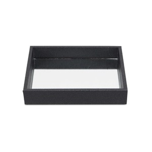 Plateau de rangement rectangulaire en cuir avec finition miroir, design minimaliste pour table, organisateur de rangement à un seul niveau - Product Image 1