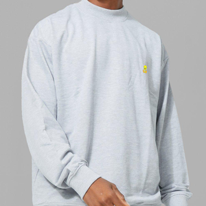 Sweat-shirt à col rond gris clair pour homme, logo de dessin animé brodé sur le devant, style décontracté d'automne, tricoté en FRENCH TERRY - Product Image 1