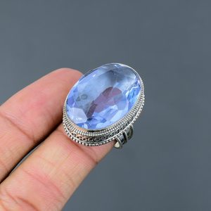 Faceted Tanzanite <b>Quartz</b> Gemstone Handmade 925 Sterling Silver Vintage Statement <b>Ring</b> Jewelry Gift - Product Image 4