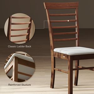 Sedie da pranzo in legno imbottite stile rustico (set di 4) - Marrone scuro e beige - Product Image 5